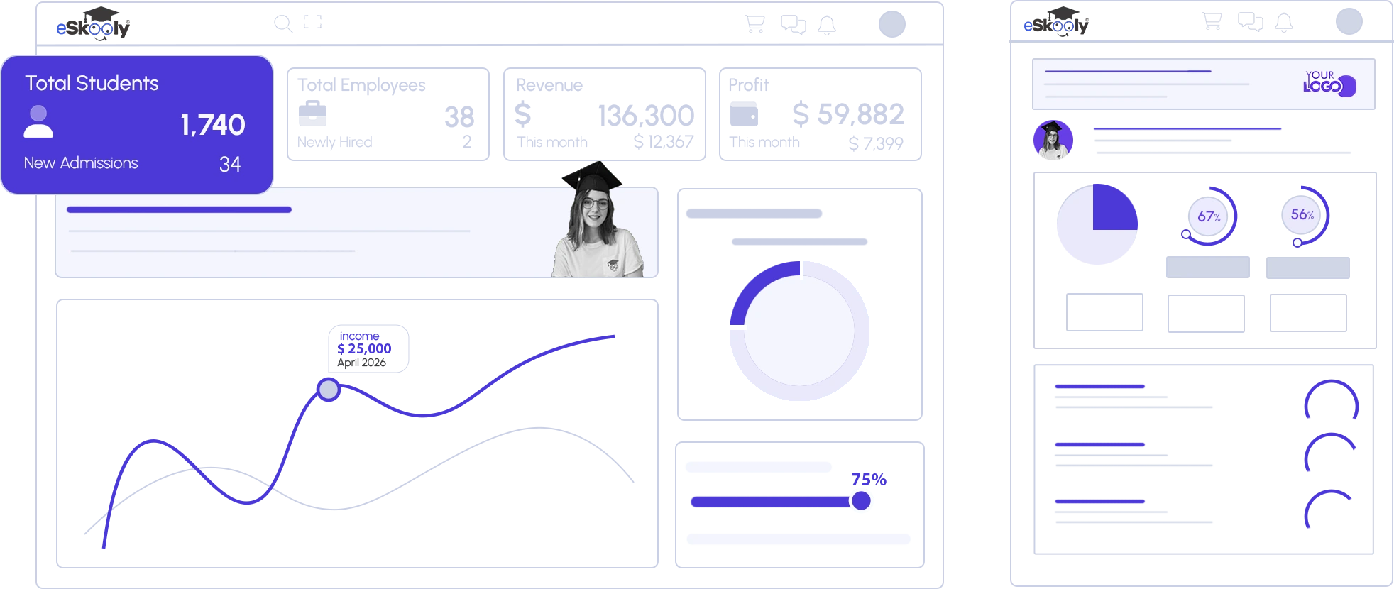 School management dashboard with real-time analytics